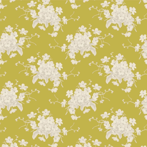Tilda Patchwork Stoff Baumwolle - Sunday Brunch - White Flower Sour Yellow